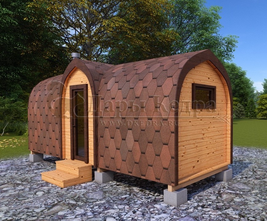 Баня «Викинг» из кедра 6х2,2 м с боковым входом