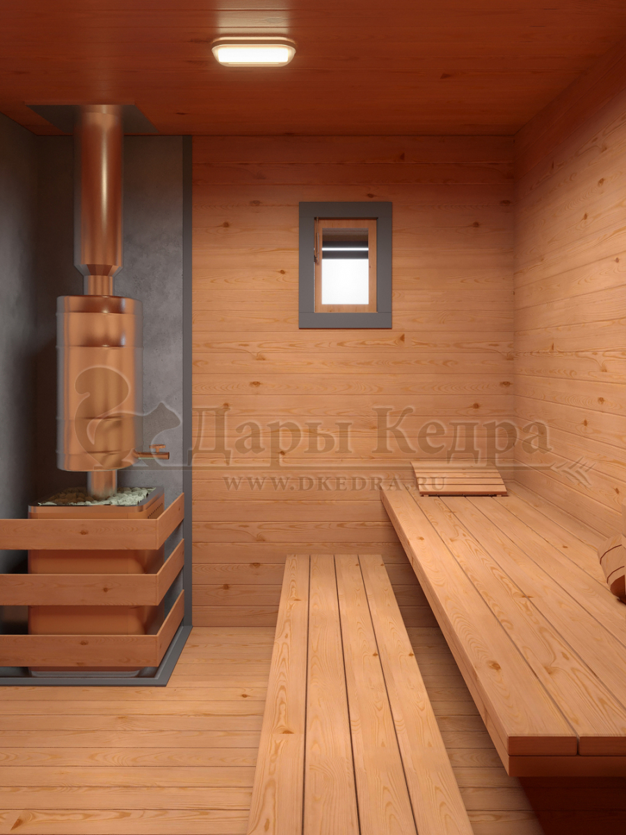 Каркасно-щитовая баня из кедра «Мега» с верандой